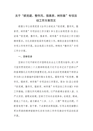 关于“抓党建、整作风、强素质、树形象”专项活动工作方案范文.docx