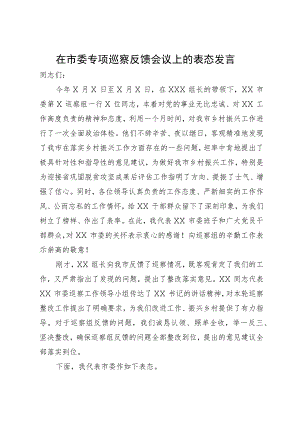在市委专项巡察反馈会议上的表态发言.docx