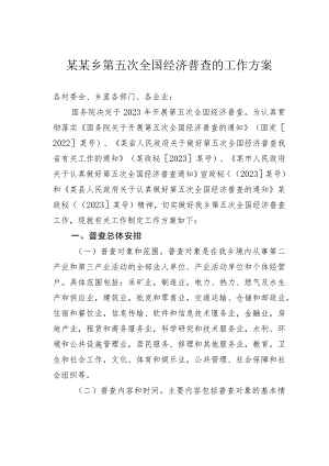 某某乡第五次全国经济普查的工作方案.docx