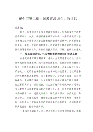 在全市第二批主题教育培训会上的讲话.docx