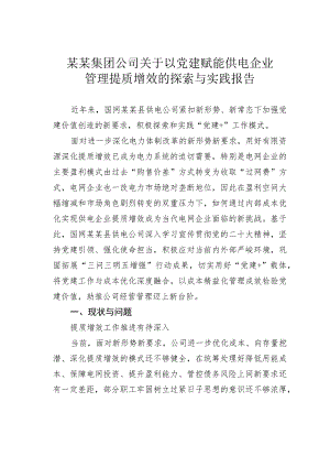 某某集团公司关于以党建赋能供电企业管理提质增效的探索与实践报告.docx