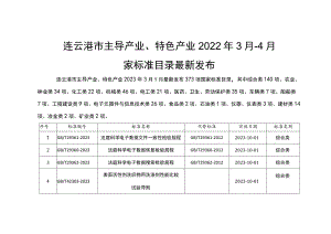 连云港市主导产业、特色产业2022年3月-4月国家标准目录最新发布.docx