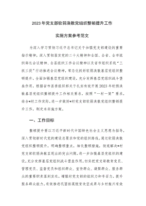 2023年党支部软弱涣散党组织整顿提升工作实施方案参考范文.docx