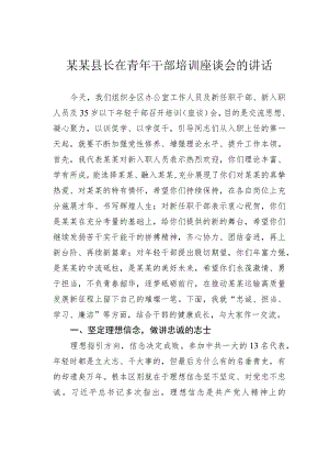 某某县长在青年干部培训座谈会的讲话.docx