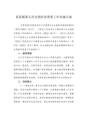 某某镇第五次全国经济普查工作实施方案.docx