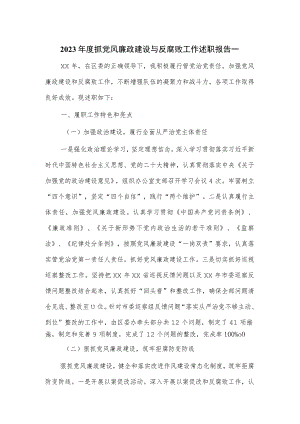2023年度抓党风廉政建设与反腐败工作述职报告一.docx