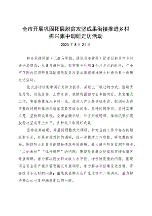 全市开展巩固拓展脱贫攻坚成果衔接推进乡村振兴集中调研走访活动.docx
