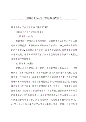 销售员个人工作计划汇编（20篇）.docx