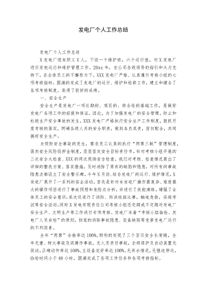 发电厂个人工作总结.docx