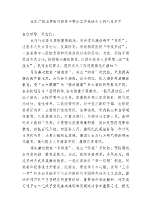 2篇2023医院院长在在医疗领域腐败问题集中整治工作推进会上的汇报发言.docx