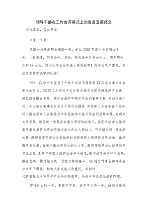 领导干部在工作会开幕式上的发言五篇范文.docx