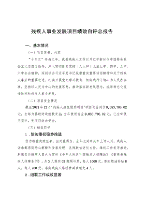 残疾人事业发展项目绩效自评总报告.docx