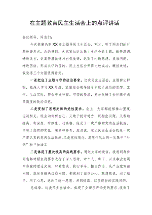 在主题教育民主生活会上的点评讲话.docx