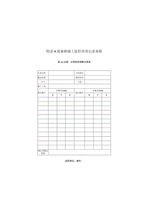 悬索桥施工监控常用记录表格、监测截面及测点布置.docx