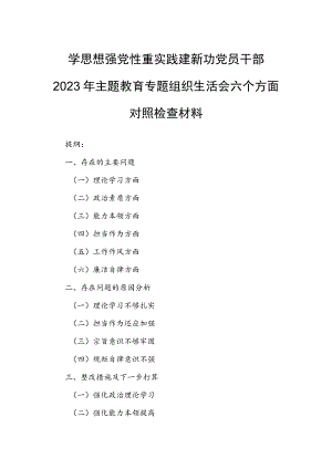学思想 强党性 重实践 建新功党员干部2023年主题教育专题组织生活会六个方面对照检查材料.docx