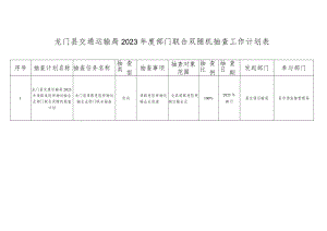 龙门县交通运输局2023年度部门联合双随机抽查工作计划表.docx