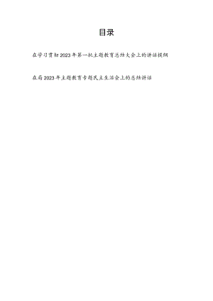 在学习贯彻2023年第一批主题教育总结大会上的讲话发言提纲（含专题民主生活会）.docx