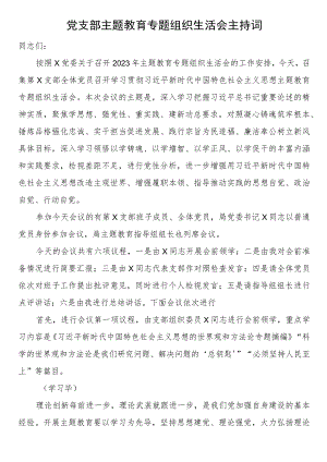 党支部主题教育专题组织生活会主持词.docx