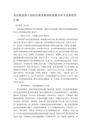 某纪检监察干部队伍教育整顿检视整治环节进展情况汇报.docx