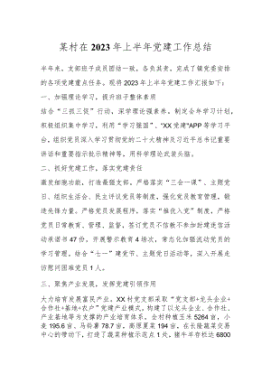 某村在2023年上半年党建工作总结.docx