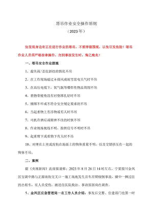 塔吊作业安全操作原则（2023年）.docx