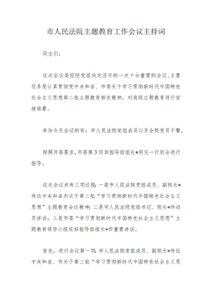 市人民法院主题教育工作会议主持词.docx