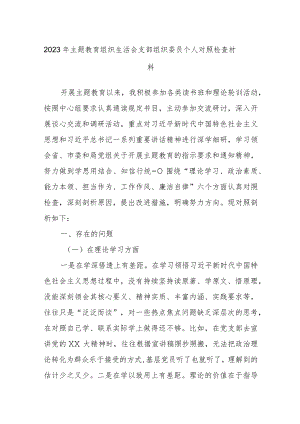 2023年主题教育组织生活会支部组织委员个人对照检查材料.docx