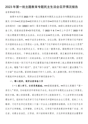 2023年第一批主题教育专题民主生活会召开情况报告.docx