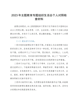 2023年主题教育专题组织生活会个人对照检查材料.docx