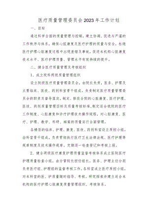 医疗质量管理委员会2023年工作计划.docx
