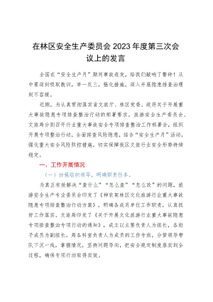 在林区安全生产委员会2023年度第三次会议上的发言.docx
