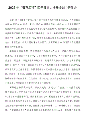 2023年“青马工程”团干部能力提升培训心得体会（三）.docx