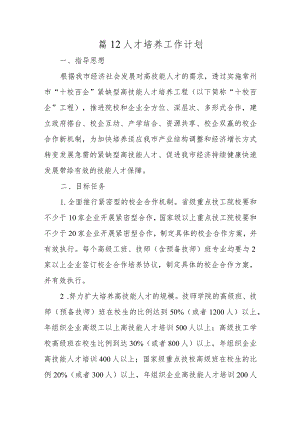 篇12人才培养工作计划.docx