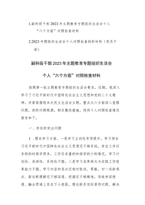 2篇：副科级干部2023年主题教育专题组织生活会个人“六个方面”对照检查材料范文.docx