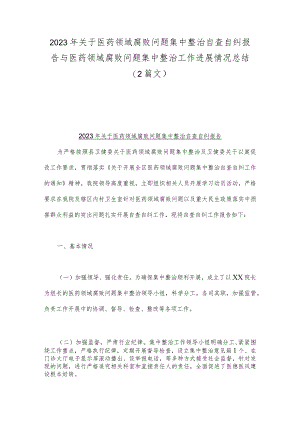 2023年关于医药领域腐败问题集中整治自查自纠报告与医药领域腐败问题集中整治工作进展情况总结（2篇文）.docx