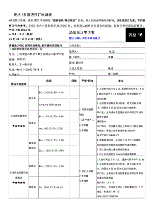 表格16酒店预订申请表.docx