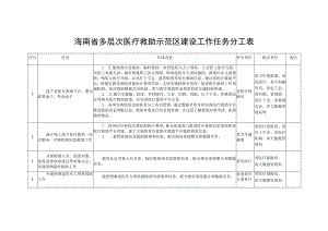 海南省多层次医疗救助示范区建设工作任务分工表.docx