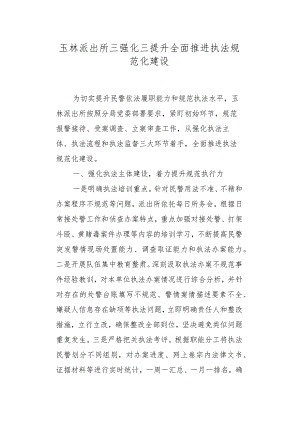 玉林派出所三强化三提升全面推进执法规范化建设.docx