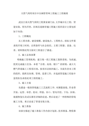 天然气利用项目中压钢管管网工程施工工程摘要.docx