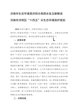 济南市生态环境局济阳分局局长张玉新解读济南市济阳区“十四五”水生态环境保护规划.docx
