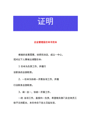 企业管理层任命书范本.docx