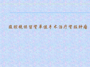 腹腔镜肾部分切除术治疗肾脏肿瘤张旭.ppt