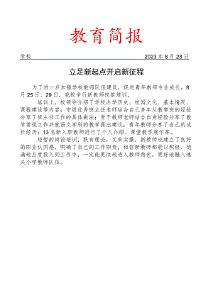 开展新教师岗前培训活动简报.docx