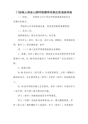 门诊病人突发心跳呼吸骤停抢救应急演练预案.docx