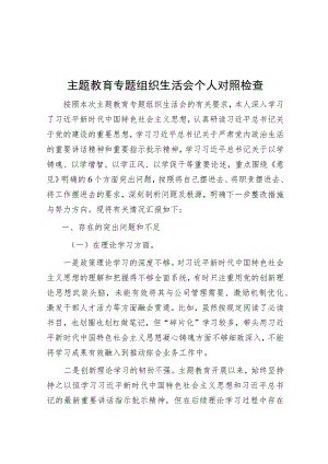 主题教育专题组织生活会个人对照检查.docx