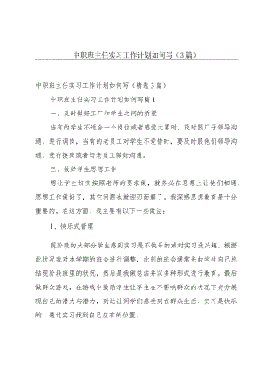 中职班主任实习工作计划如何写（3篇）.docx