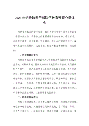 2023全国纪检监察干部队伍教育整顿的心得体会(五篇).docx