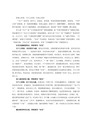 在年轻干部主题教育专题活动沙龙上的讲话：“当下”正“青春”.docx