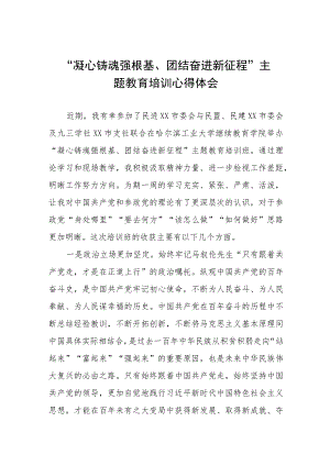 2023年关于“凝心铸魂强根基、团结奋进新征程”主题教育的心得体会三篇合集.docx