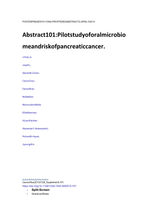 Abstract 101 Pilot study of oral microbiome and risk of pancreatic cancer.docx